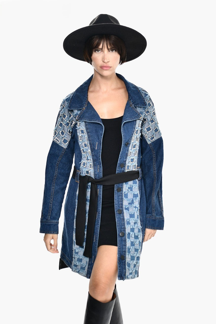 Jeans Jacket With Black Leather Back