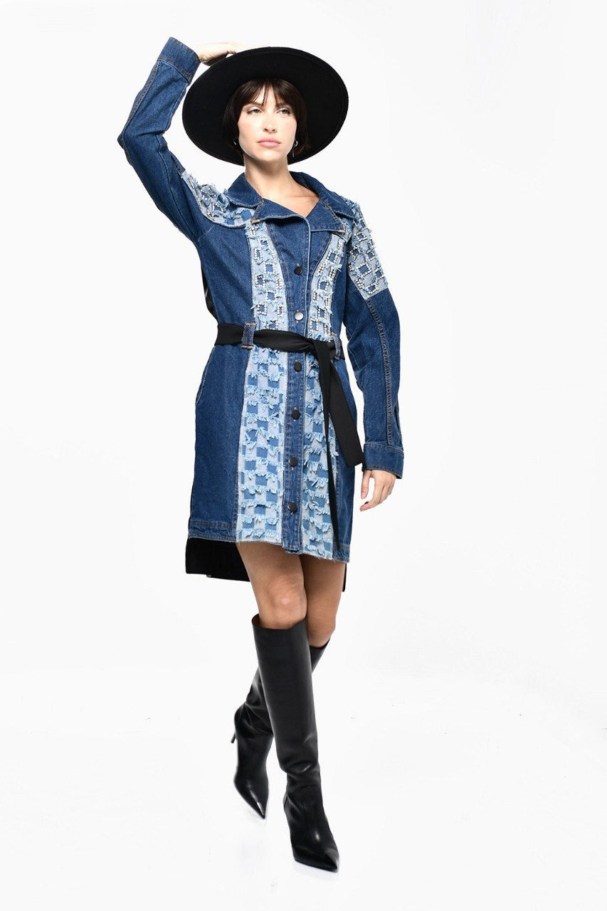 Jeans Jacket With Black Leather Back