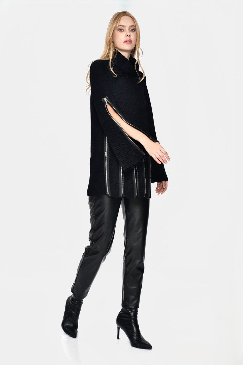 Black Knitwear Zipper Styled