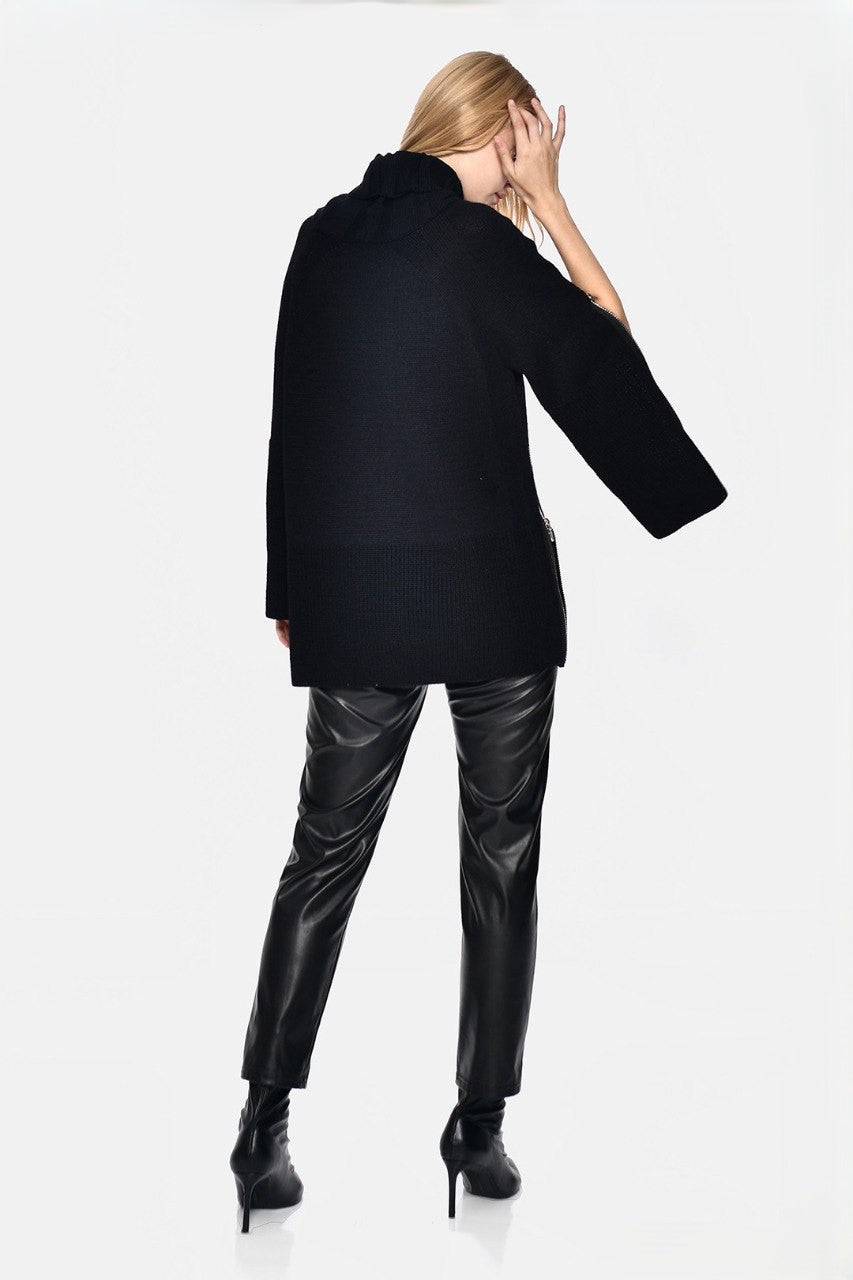 Black Knitwear Zipper Styled