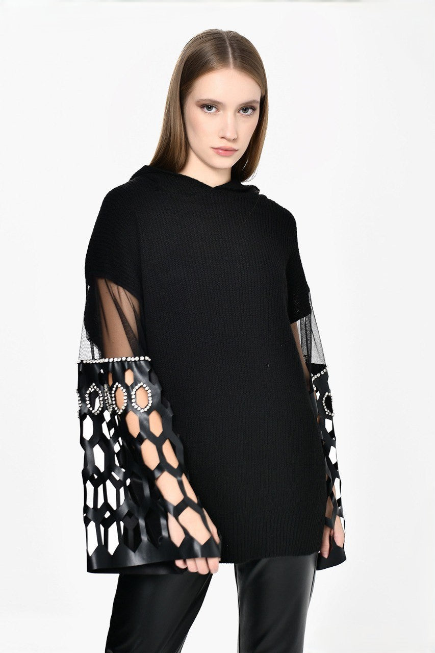 Black Knitwear Beehives Sleeves