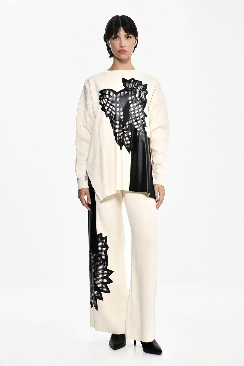 Off-white Set With Leather