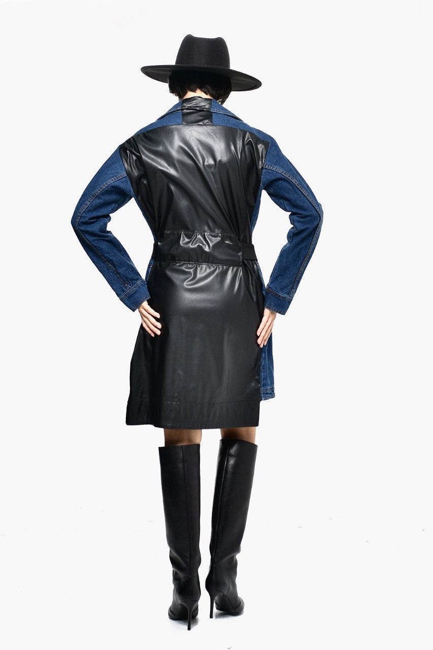 Jeans Jacket With Black Leather Back