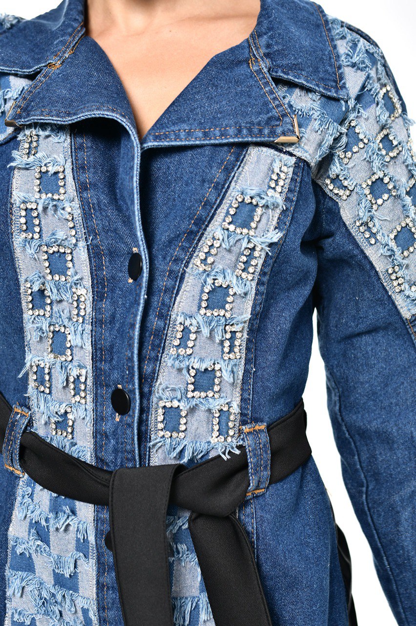 Jeans Jacket With Black Leather Back