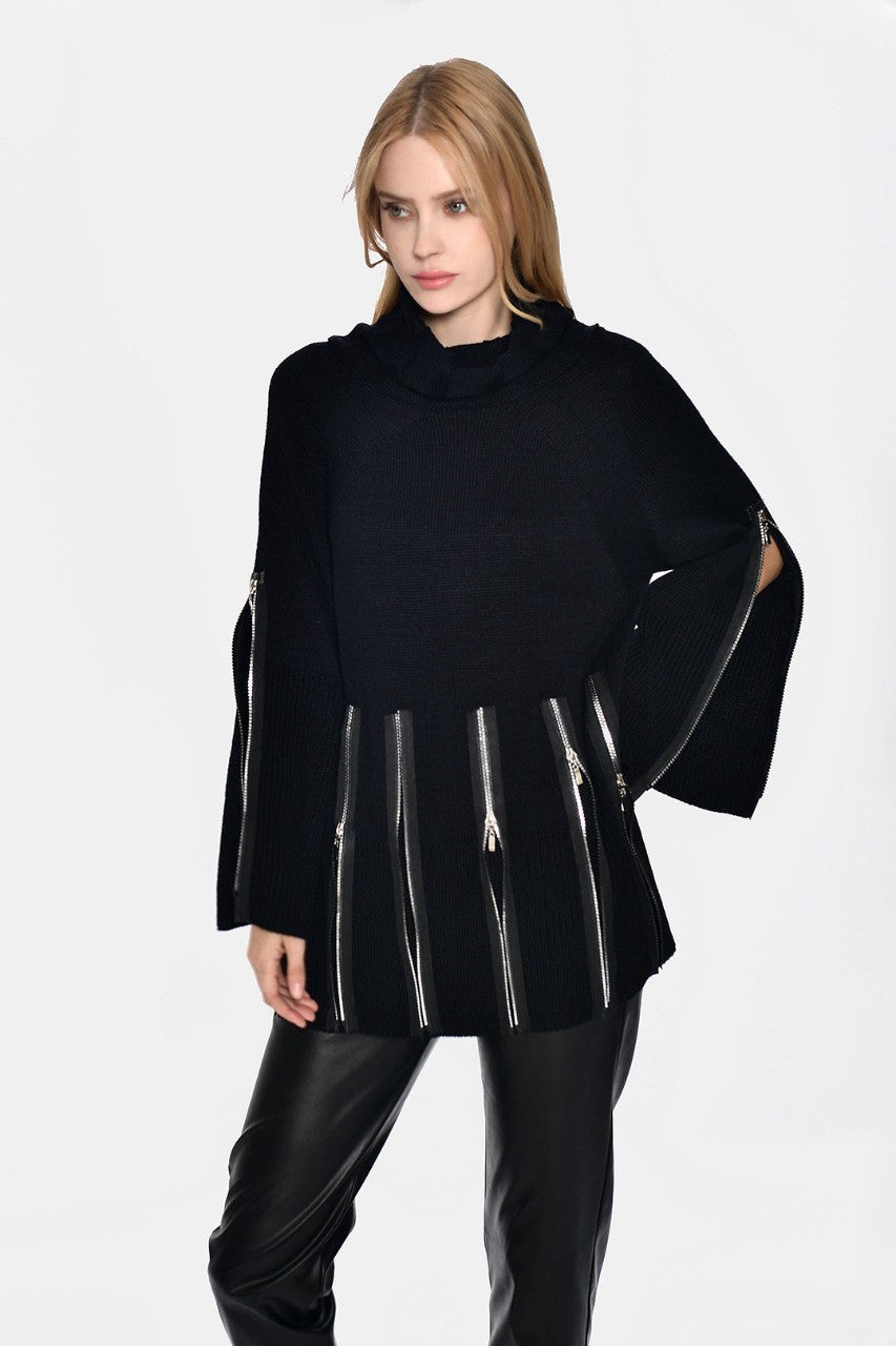 Black Knitwear Zipper Styled