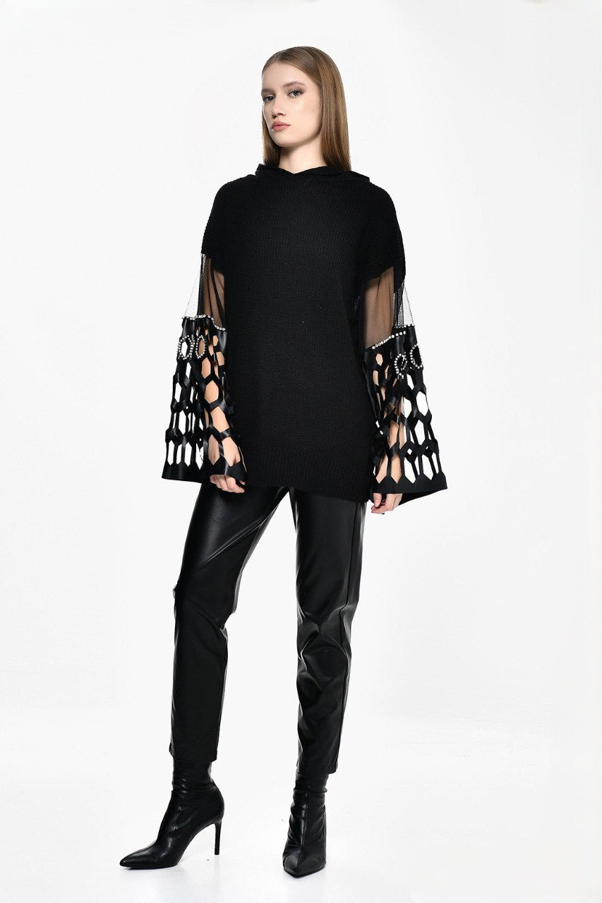 Black Knitwear Beehives Sleeves